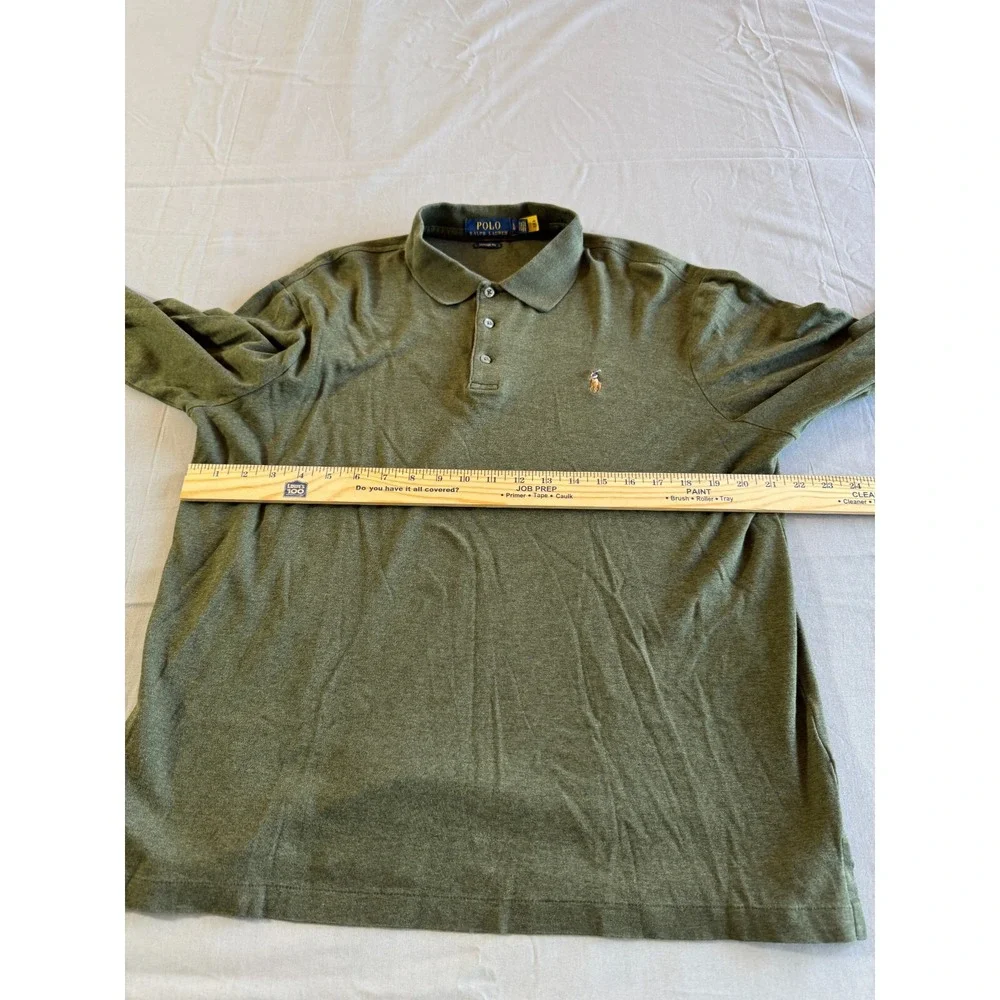 Polo Ralph Lauren‎ Shirt Mens Large Long Sleeve Gray Polo Rugby Flesh Pony